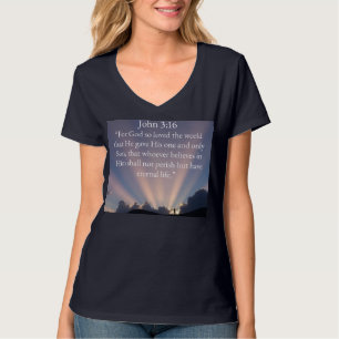 T-shirt col en V pour femmes avec verset biblique