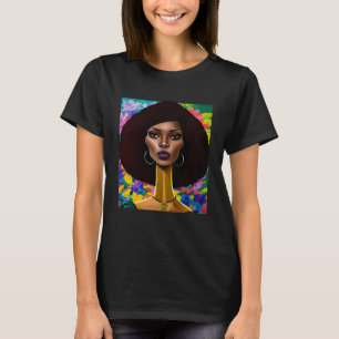 T-shirt Col long afro femmes noires et fleur 5