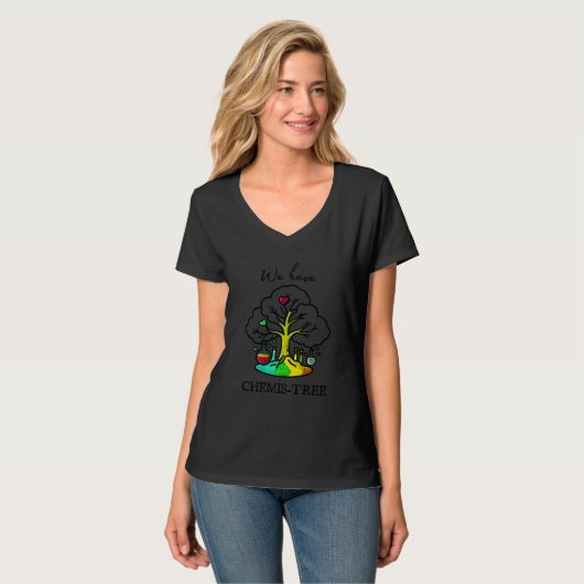 T-shirt col V CHEMIS-TREE rainbow arbre vert dev (Devant entier)