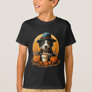 T-shirt Col V-Halloween Chien pour Femmes