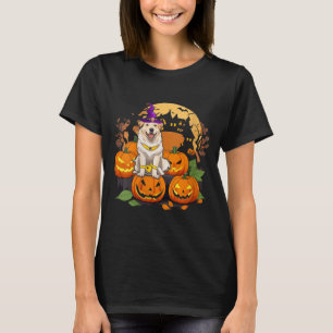T-shirt col V pour femmes Halloween Chien3
