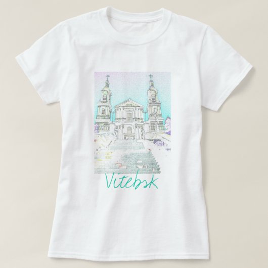 T-shirt col Vitébsk Biélorussie Architecture d'égl (Design devant)