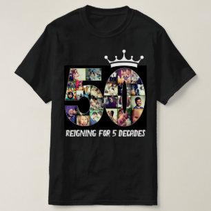 T-shirt Colage du numéro de photo personnalisé noir 50 cou