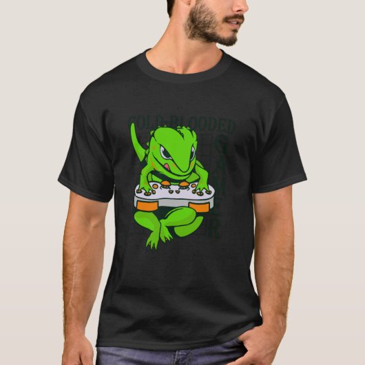 T-shirt cold blooded gamer gecko lizard reptile (Devant)