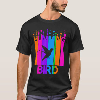 T-shirt Colibri Animal Arc-en-ciel Bulle Avec Silhouette