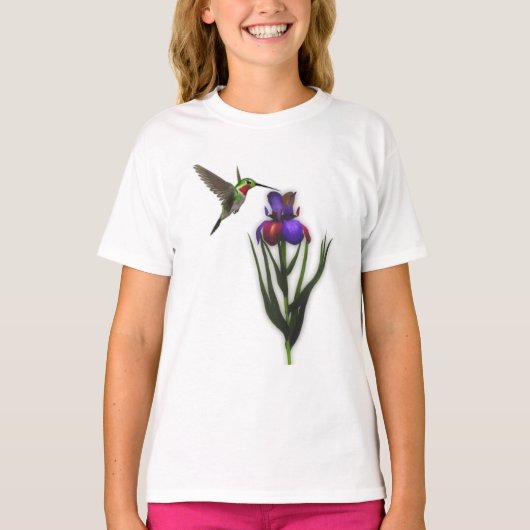 T-shirt Colibri Et Fleur Iris (Devant)