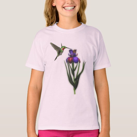 T-shirt Colibri Et Fleur Iris (Devant)