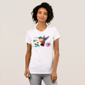 T-shirt Colibri et fleurs aux couleurs vives (Devant entier)