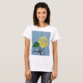 T-shirt Colibri et Rose dans la peinture de pluie (Devant entier)