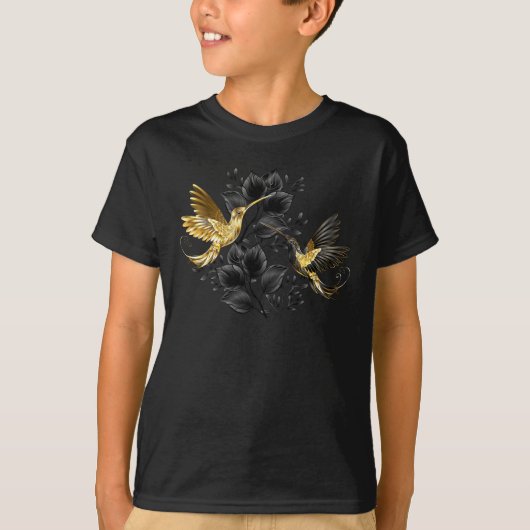 T-shirt Colibri noir et or (Devant)