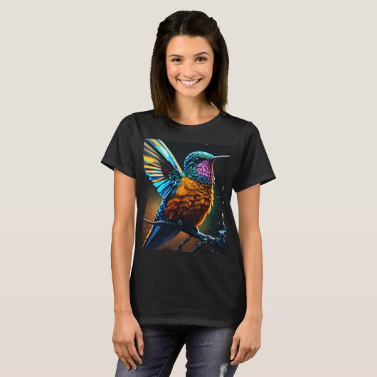 T-shirt Colibri radiant : Fire & Ice Line Art Tee (Devant entier)