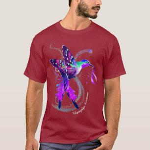 T-shirt Colibri tenant du ruban violet Fibromyalgie