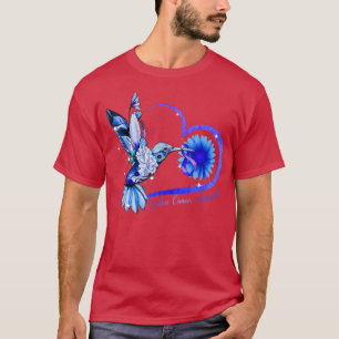 T-shirt Colibri Tournesol Bleu Ruban Colon Cancer Awa