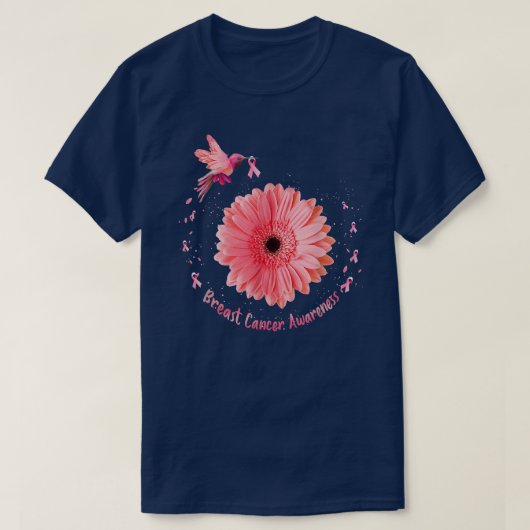 T-shirt Colibri Tournesol rose Ruban Cancer du sein Aw (Design devant)