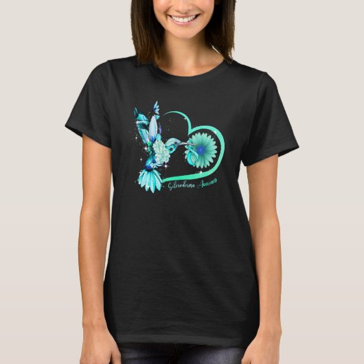 T-shirt Colibri tournesol Turquoise ruban Scleroderma Awar (Devant)