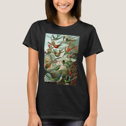 T-shirt Colibris par Ernst Haeckel, Oiseaux Vintages (Devant)