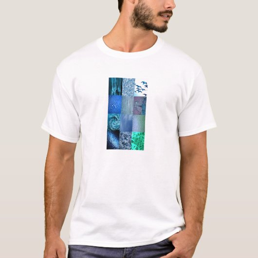 T-shirt Collage bleu de photo (Devant)