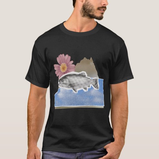 T-shirt Collage botanique de poisson dans un journal (Devant)