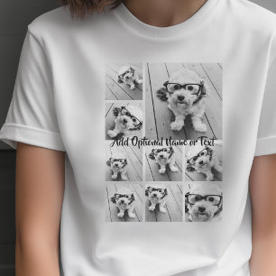 T-shirt Collage carré photo Noir 9 - avec écriture blanche