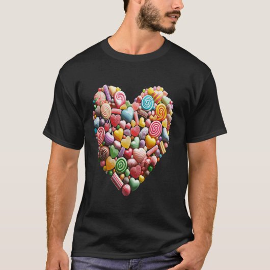 T-shirt Collage de bonbons de la Saint-Valentin Longue man (Devant)