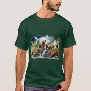 T-shirt Collage de la faune Animaux de l'Alaska