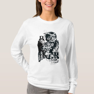 T-shirt Collage de main noire et de crâne