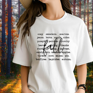 T-shirt Collage de mots des vidéos d'automne