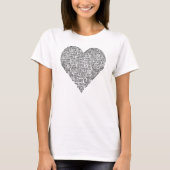 T-shirt Collage de mots en forme de coeur (Devant)