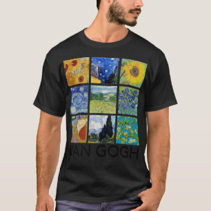 T-shirt Collage de peinture Van Gogh avec Starry Night et