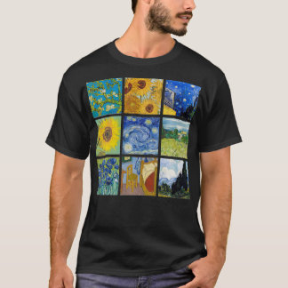 T-shirt Collage de peinture Van Gogh avec tournesols et ét