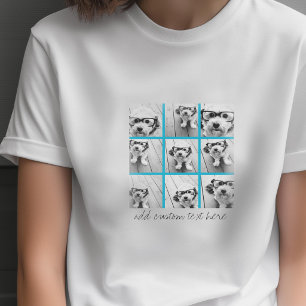 T-shirt Collage de photos Instagram Aqua avec 9 photos car