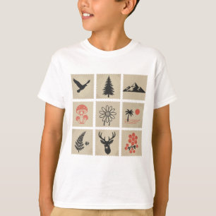 T-shirt Collage des timbres de nature