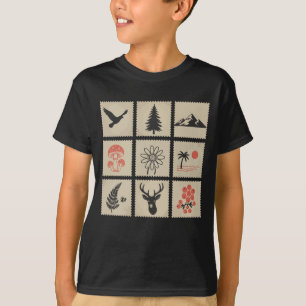 T-shirt Collage des timbres de nature