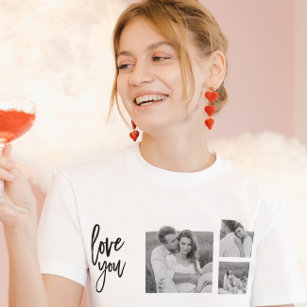 T-shirt Collage moderne Couple Photo & Love You Beauté Cad