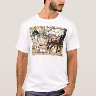 T-shirt Collage multimédia mixte de l'équipe de deux cheva