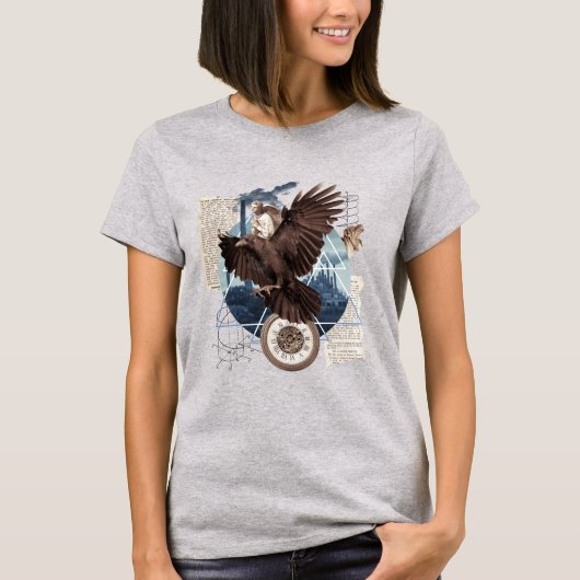 T-Shirt Collage Oiseau Corbeau (Devant)