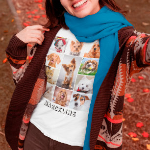 T-shirt Collage personnalisé de 11 photos d'animaux domest