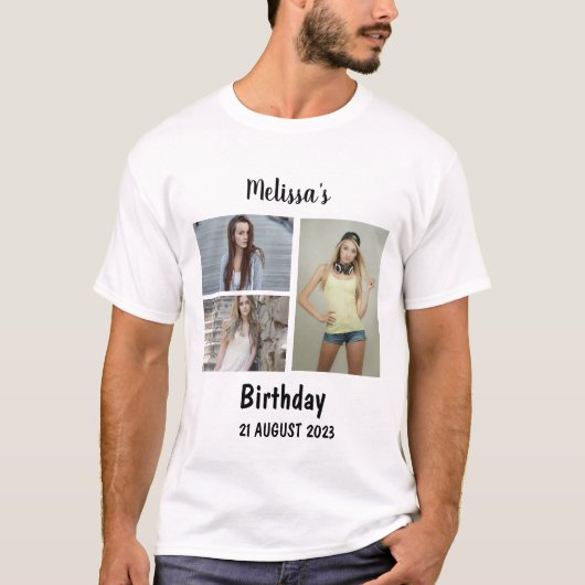 T-shirt Collage photo d'anniversaire personnalisé 3 (Devant)
