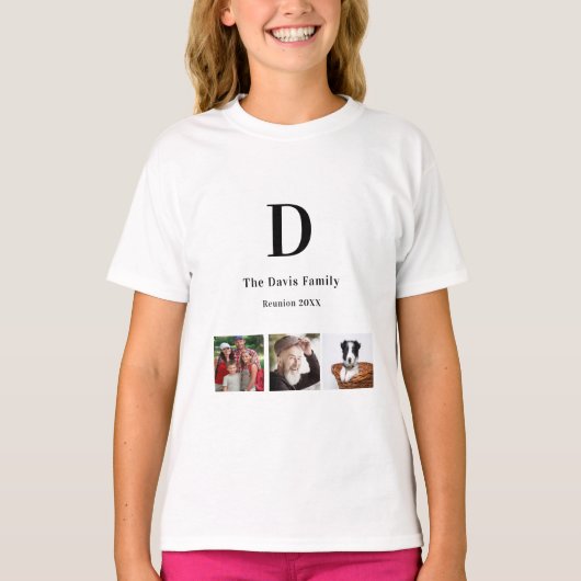 T-shirt Collage photo de famille monogramme initial (Devant)
