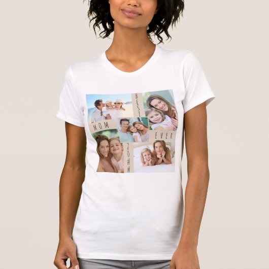 T-shirt Collage photo de la famille Meilleure maman pour 5 (Devant)