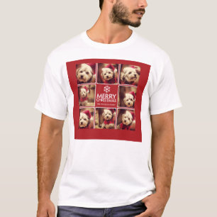 T-shirt Collage photo de Noël Rouge Blanc