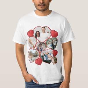 T-shirt Collage photo en forme de coeur personnalisé T-shi
