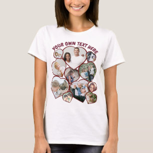 T-shirt Collage photo en forme de coeur personnalisé T-shi