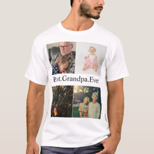 T-shirt Collage photo personnalisé 4 Meilleur grand-père j