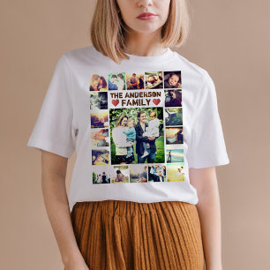 T-shirt Collage photo personnalisé Coeurs et texte