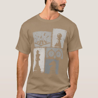 T-shirt Collage Vintage Échecs Joueur Grand Maître Jeu de
