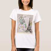 T-shirt Collage vintage et Dessin Tour Eiffel (Devant)