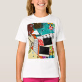 T-shirt Collage Voyage avec Iconic Landmarks Vacation. (Devant)