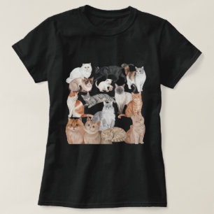 T-shirt Collection d'art de races de chats à l'aquarelle