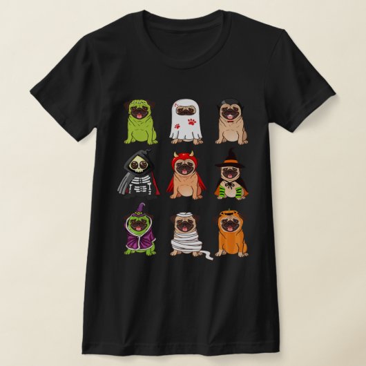 T-shirt Collection de carlins Happy Pugoween Cos Éffrayant (Poser)